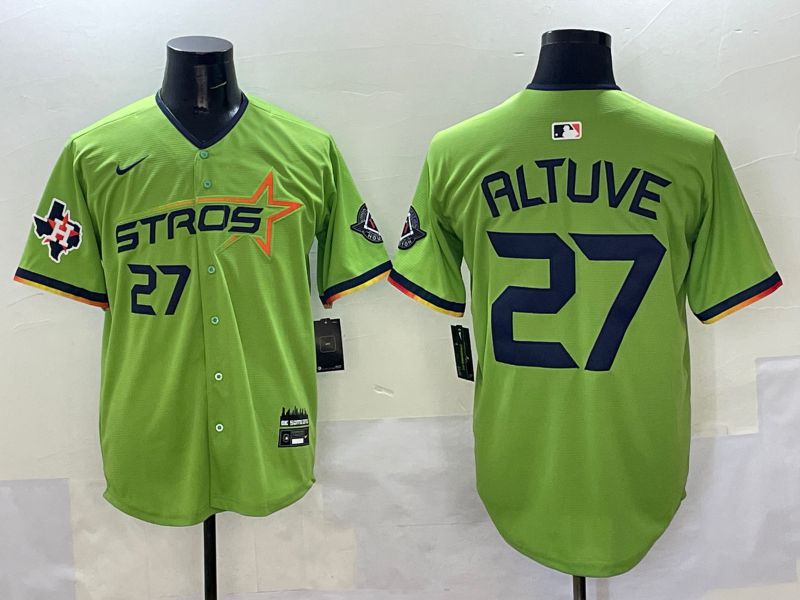 Men Houston Astros #27 Altuve Green three generations Joint Name 2025 Nike MLB Jersey style 8